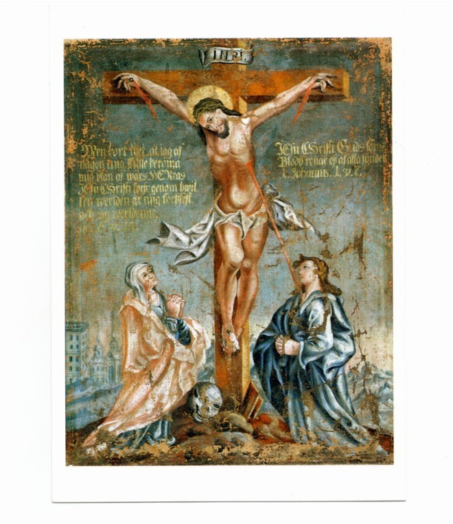 Enontekiö:  Jeesus ristillä, öljymaalaus seurakuntakodissa