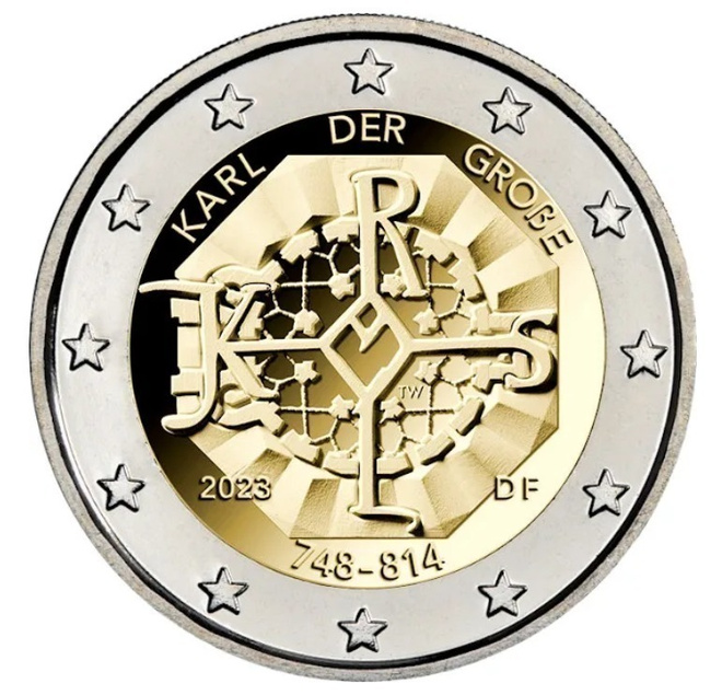 ** SAKSA 2€ 2023 Kaarle Suuri pillerissä **