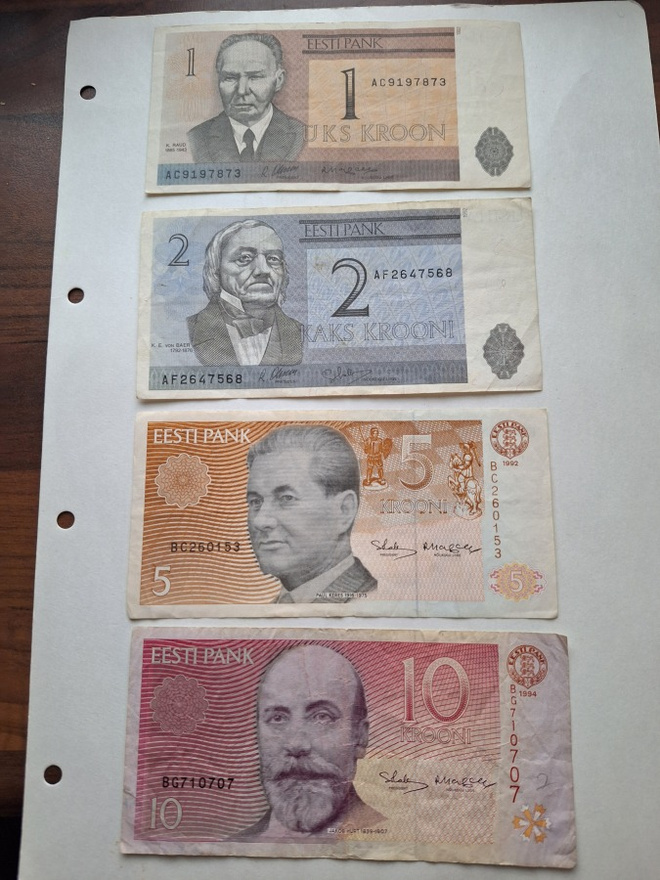 EESTI KROONI Setelit 1Kr , 2Kr , 5Kr ja 10Kr