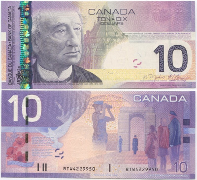 Kanada Canada 10 Dollars v.2008 (P-102Ad) UNC