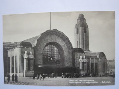VANHA Postikortti Helsinki Rautatie Asema 1920-l
