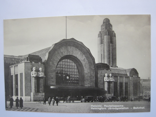 VANHA Postikortti Helsinki Rautatie Asema 1920-l