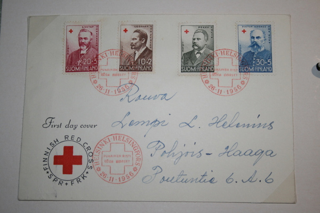 FDC kuori 26.11.1956 punainen risti
