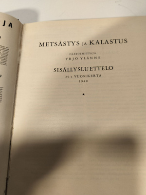 Metsästys ja kalastus vuosikerta 1940