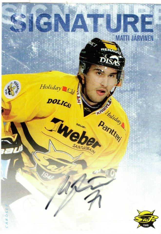 2016-17 Cardset MATTI JÄRVINEN SaiPa  Signature nimmari