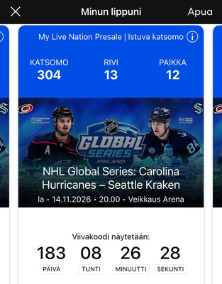 Nhl global series liput, x4 vierekkäiset, LA 14.11.