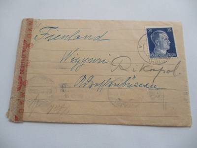 1942 Saksa sens kuori ja kirje Viipuriin