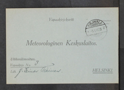 # 23745 # Ukkoskortti Kirjavala > Helsinki - 1929
