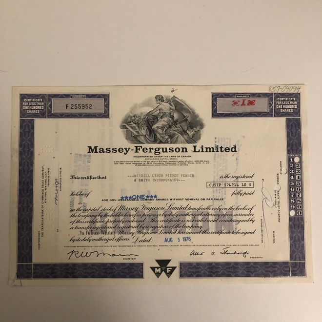 Massey-Ferguson Limited osakekirja