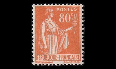 Ranska 390 ** Käyttösarja Rauha 80 C oranssi (1938)