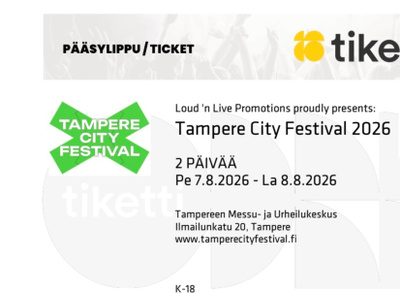 Tampere City Festival 2kpl pe-la liput