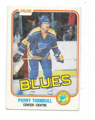 1981-82 OPC #296 Perry Turnbull , St Louis Blues gooni