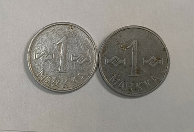 1 markan kolikot v. 1953, rauta ja nikkeli