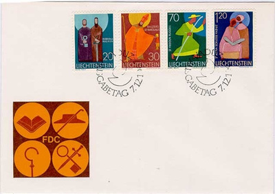 Lichtenstein Mi 487-8, 491 ja 494 FDC