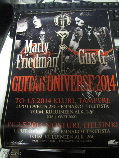 MARTY FRIEDMAN / GUS G. SUOMEN KEIKKAJULISTE+KAKSI NIMMARIA