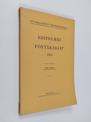 Esitelmät ja pöytäkirjat 1931