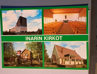 Inarin seurakunnan kirkot, 4 kuvaa, kulkematon kortti