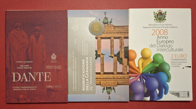 3 x San Marino 2€: Interculturale 2008 + Dante + Berlin 2015