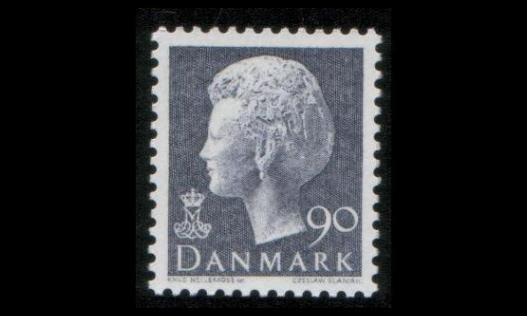 Tanska 680 ** Margrethe 90 öre siniharmaa (1979)