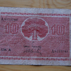 Sota-ajan seteli 10 markkaa 1945 Suomen pankki - pikkukuva 1