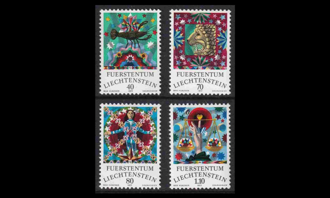 Liechtenstein 669-72 ** Horoskooppimerkkejä (1977)