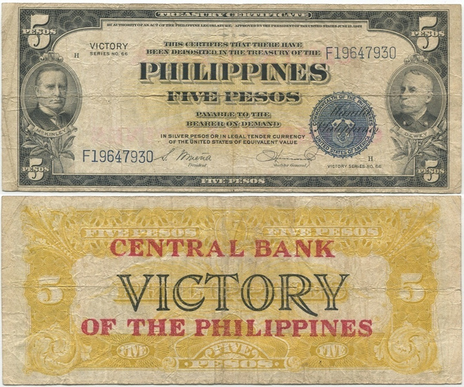 Filippiinit Philippines 5 Pesos 1949 (P-119a) VF- Victory