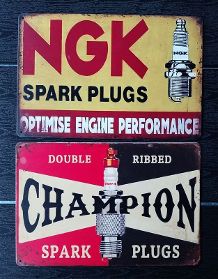NGK ja Champion tulppa mainokset peltikyltit