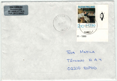 1991 pro filatelia "toipilas" kaunis kirje