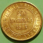 Suomi 20 mk 1903 kulta raha. Tyydyttävä kunto. (PJ) - pikkukuva 1