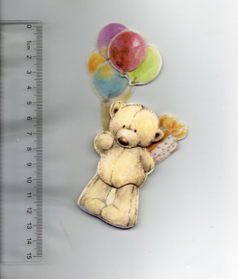 3D KORTTIKUVA °°NALLE & VÄRIKKÄÄT ILMAPALLOT°° / (7)