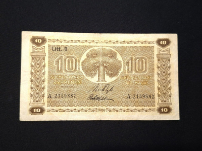 10 Markkaa 1939 Litt,D Kunto 5