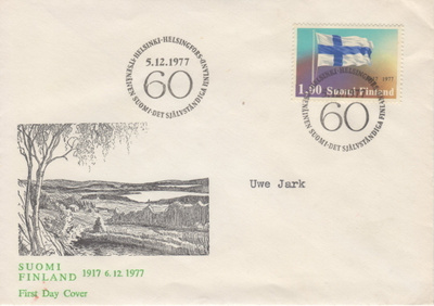 1977 Suomi 60 vuotta FDC 1.