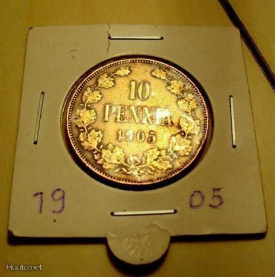 10 pennin kolikko 1905