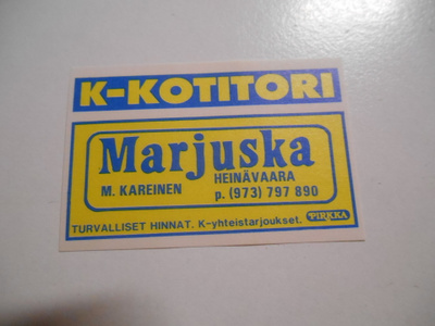 TT Etiketti K-Kotitori Marjuska Heinävaara