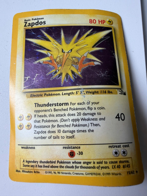 Pokemon kortti zapdos 15/62