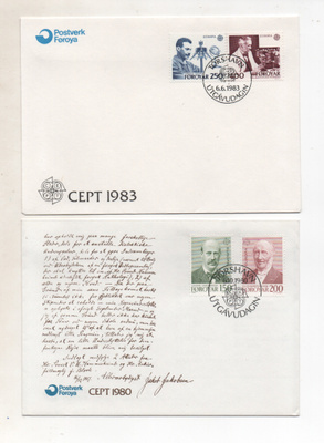 FÄRSAARET kaksi FDC EUROOPPA 1980 ja 1983