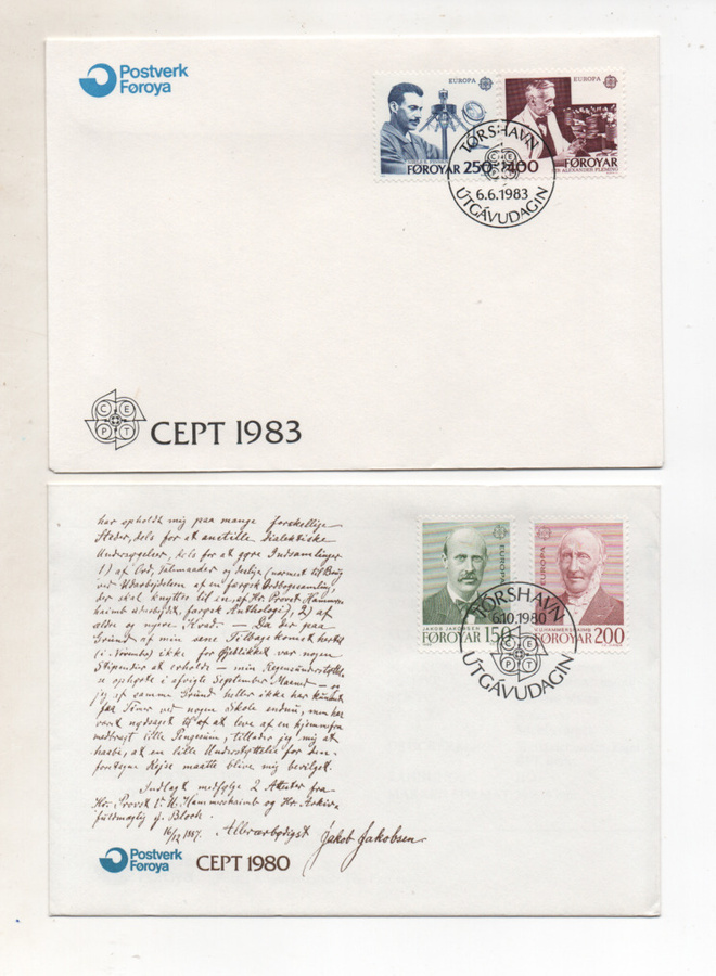 FÄRSAARET kaksi FDC  EUROOPPA 1980 ja 1983