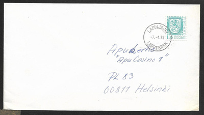 Postilähetys - Yl.m. 1,50 (LAPE 951) Lapinjärvi 7.1.85