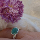 Spinning jewelry 925 hopea sormus vihreällä kivellä. Koko 17 - pikkukuva 3