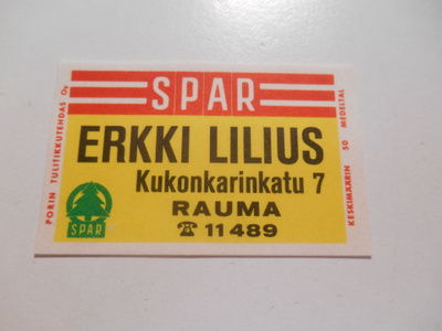 TT Etiketti SPAR Erkki Lilius Rauma