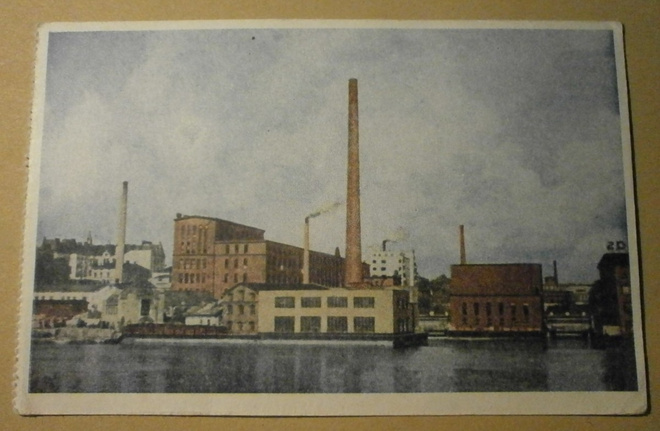 Tampere, tehtaita kosken partaalla, väripk, ei p.