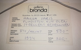 Palkittu Hanna Varis, upea sign. ja nimetty grafiikan taulu