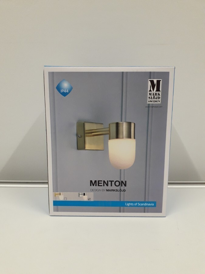 Seinävalaisin Menton 1lmp (chrome-opal,bath, MarkSlöjd,uusi)