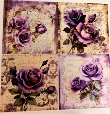 Kuviokartonki RUUSUT / 4 kpl -setti / 15 x 15 cm
