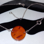 Vintage hopea kaulakoru Meripihka Amber riipus 925 - pikkukuva 5