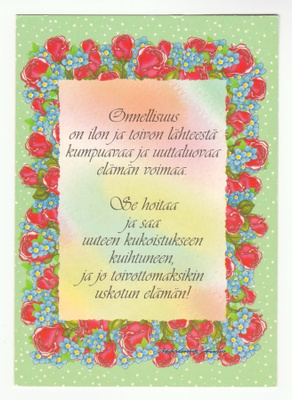 Marleena Ansion postikortti onnellisuudesta
