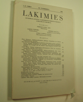 Pirkko-Liisa (toim.) Aro : Lakimies, 84. vuosikerta (1986...
