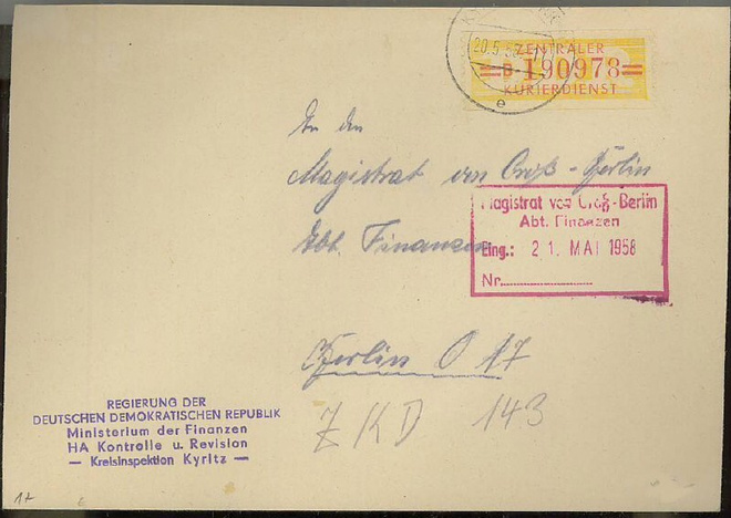 DDR Verwaltungspost Mi 17 kirje