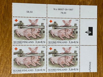PR 1998 3,20MK+0,70MK NELIÖ NUMERO MARGINAALILLA**