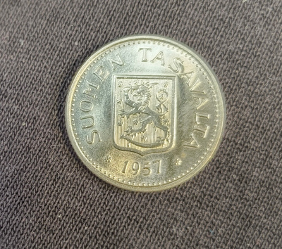100 markkaa v. 1957, hopeaa